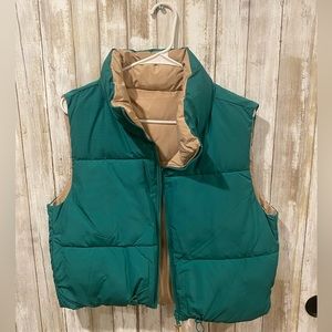 Reversible Puffer Vest (green/tan)
